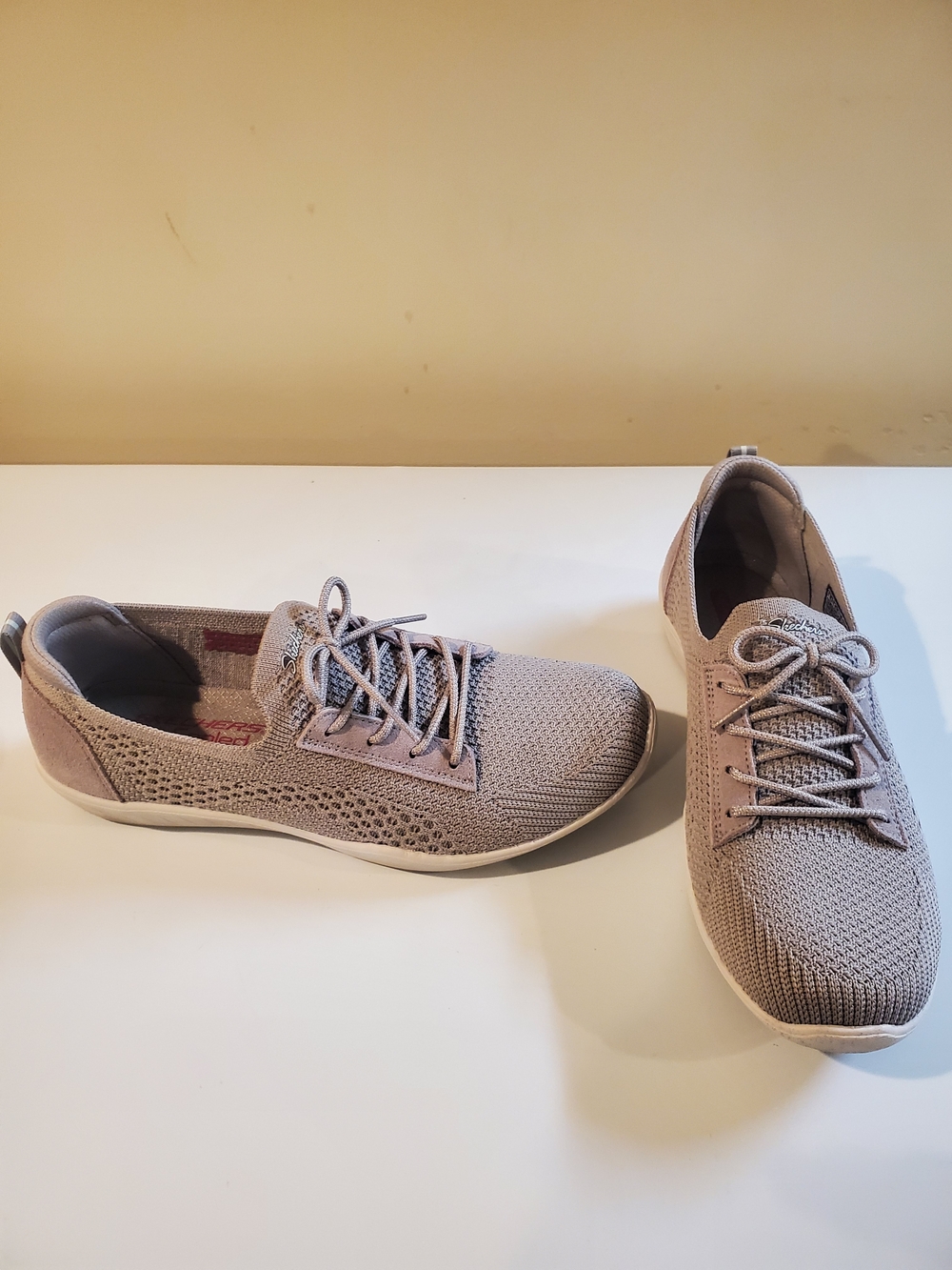 Skechers Taupe Knit Lace-Up Women's Sneaker
